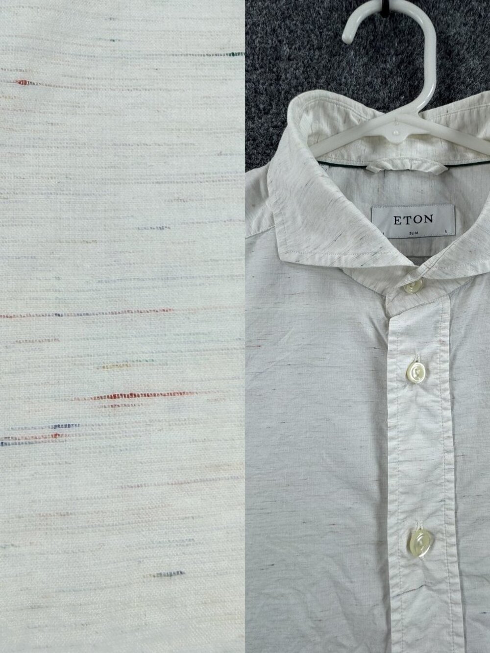 Eton Soho RAINBOW SLUB White Slim Large Cotton Work Business Button Up Pocket